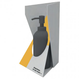 DISPENSER GEL IGIENIZZANTE UNIVERSALE DA BANCO PER FLACONE (NON INCLUSO) PERSONALIZZABILE IN MATERIALE PLASTICO GIALLO